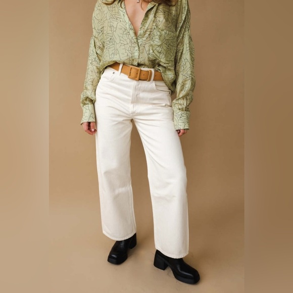 new Citizens of Humanity gaucho wide leg barrel jeans in ecru marzipan wash - Picture 3 of 10